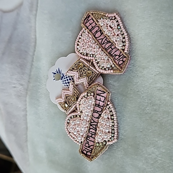 Earrings BIRTHDAY QUEEN PINK Seed Bead Post Designs LOT 210 - Picture 3 of 10